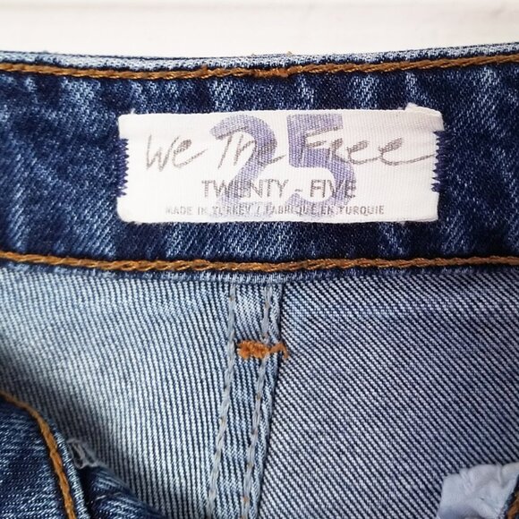 FREE PEOPLE We The Free Emmy High Waist Bootcut Jean Slit Frayed Hem Blue 25 $98 - Picture 13 of 16